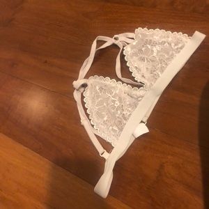 White see through floral lace bralette